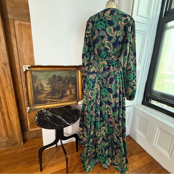 Boden prairie cottagecore blue pink paisley long sleeve corset bodice Maxi Dress - Picture 15 of 15